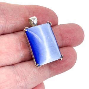 Vintage Sezon Sterling Silver 925 Blue Glass Pendant